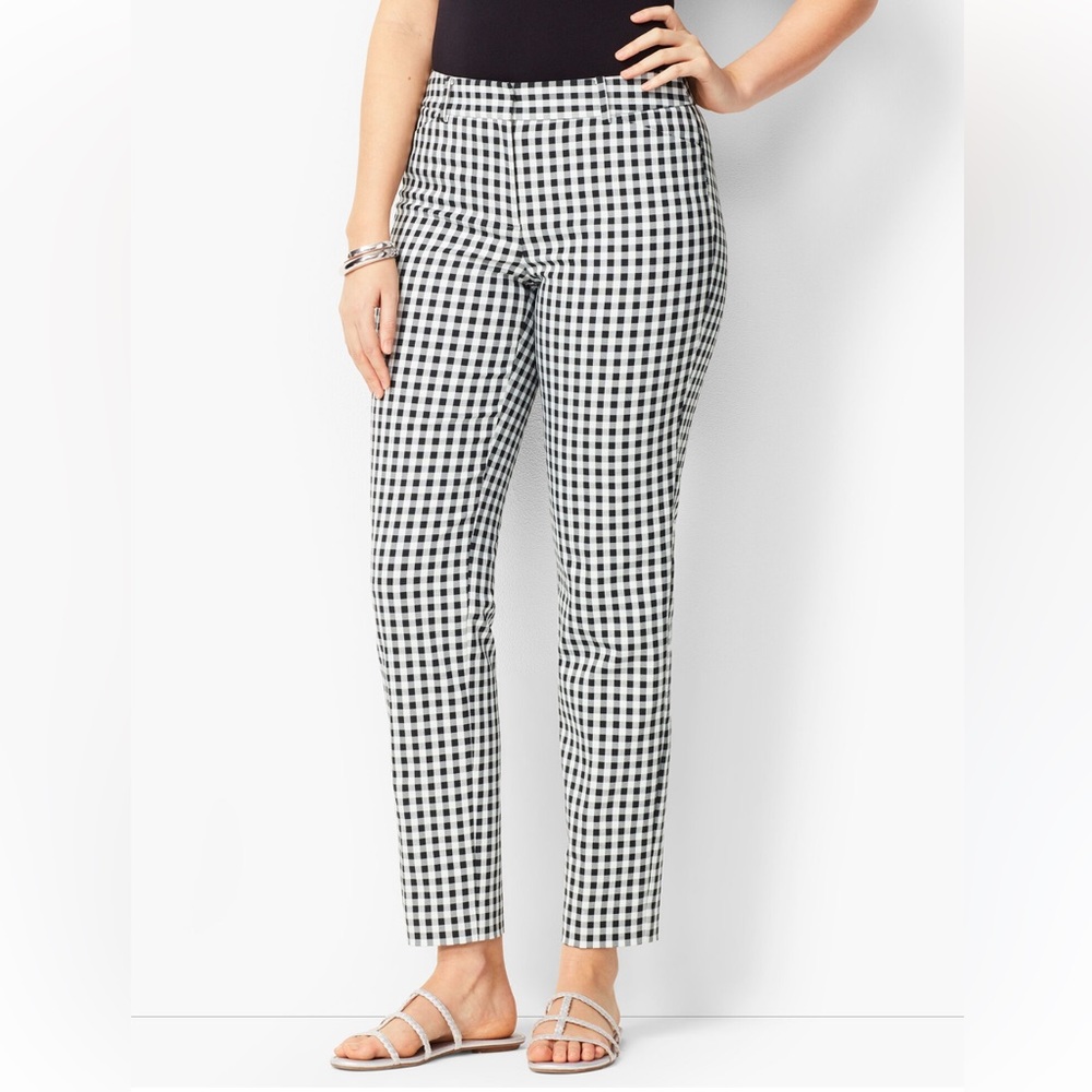 Talbots | Like new gingham straight leg trousers black and white size 10